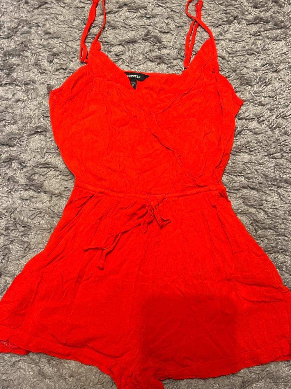 Express Red Tie-Waist Camisole Romper